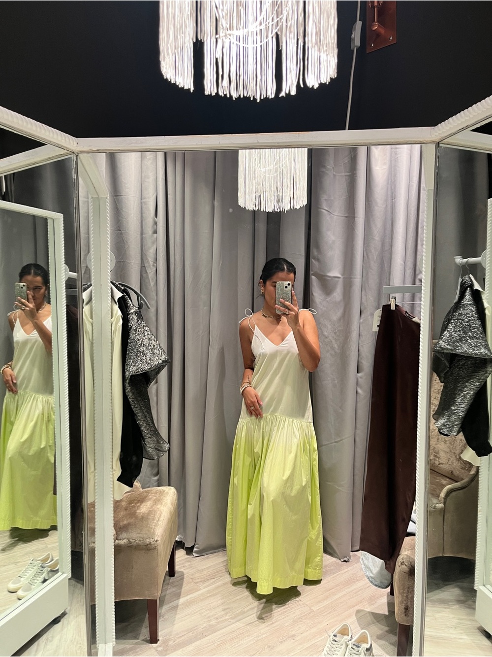 Light Green Ombre Maxi Dress with Tie Straps